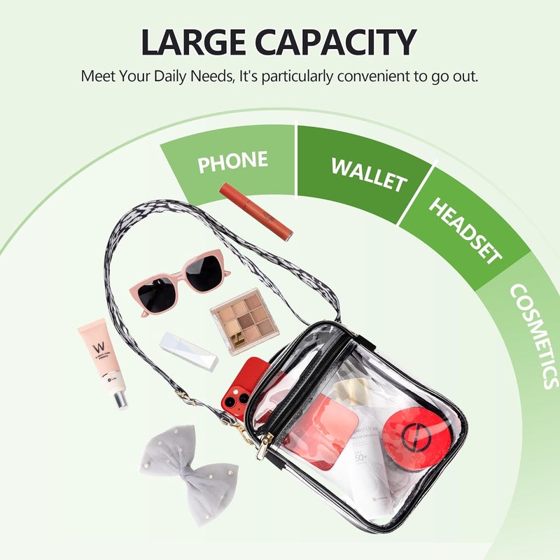 MAYTREE Clear Purse Stadium Approved with Adjustable Strap, 8.5”x6.8”x3” Clear Bag for Stadium Events, Concerts, Work - Image 3